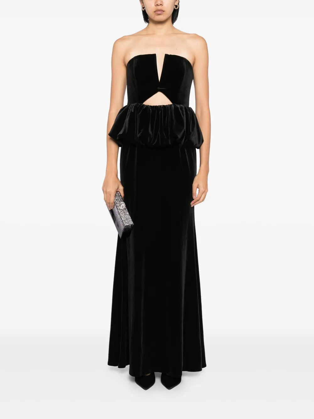 Velvet Peplum Maxi Dress