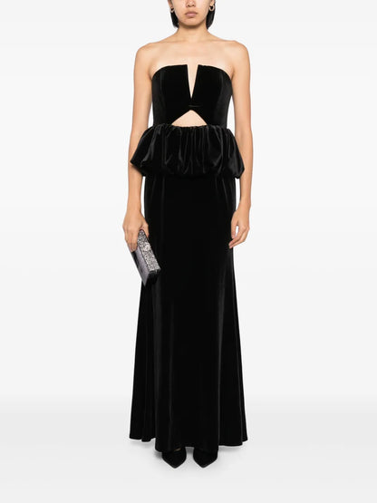 Velvet Peplum Maxi Dress