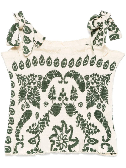 Floral-Print Smocked Top