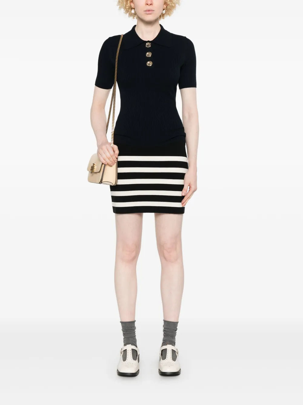 Ribbed-Knit Polo Shirt