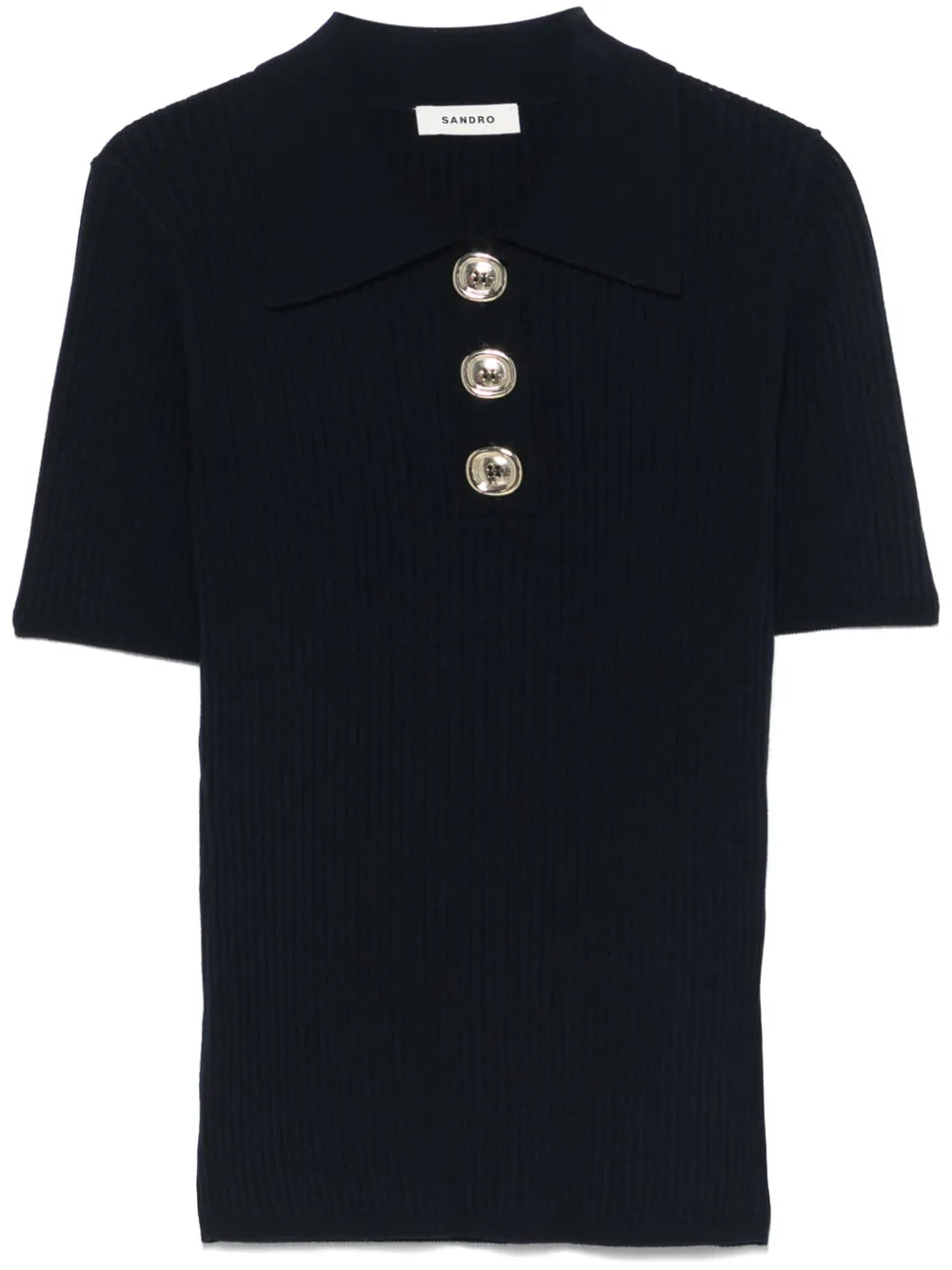 Ribbed-Knit Polo Shirt