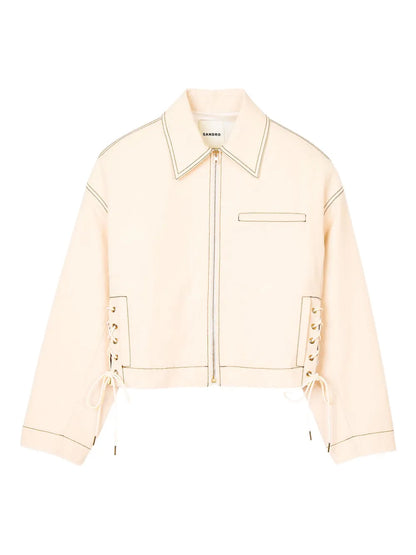 Lace-Up Denim Jacket