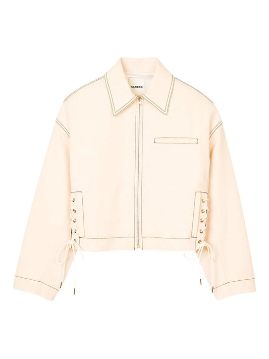 Lace-Up Denim Jacket