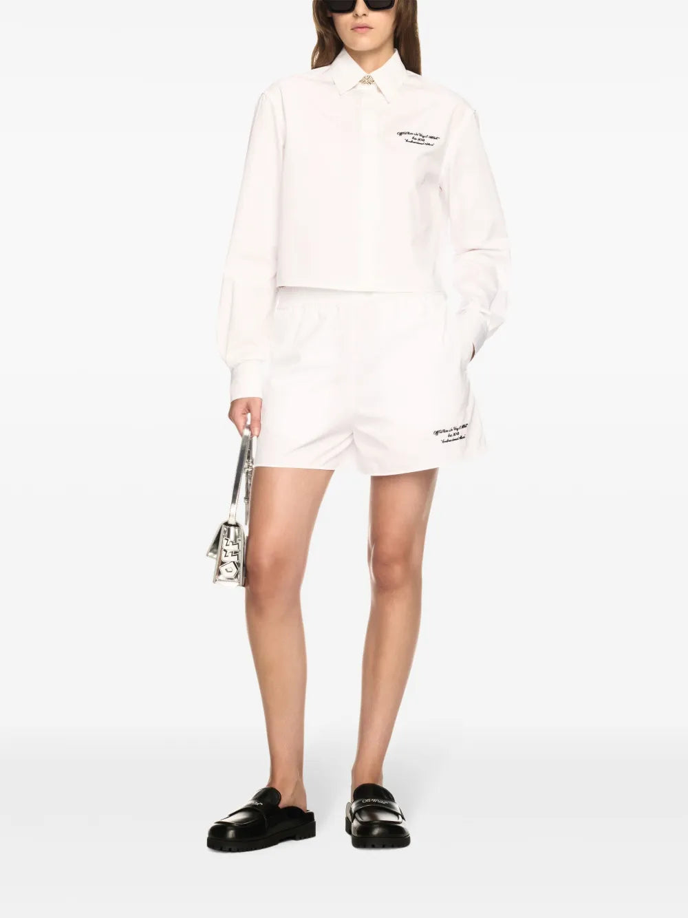 Embroidered Poplin Shorts