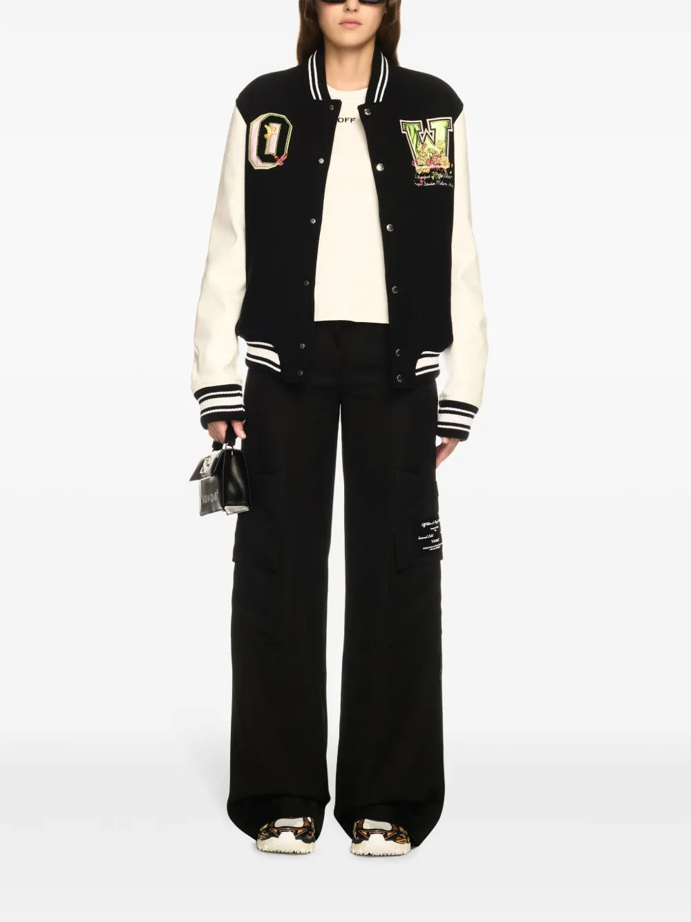 Floral-Embroidered Bomber Jacket