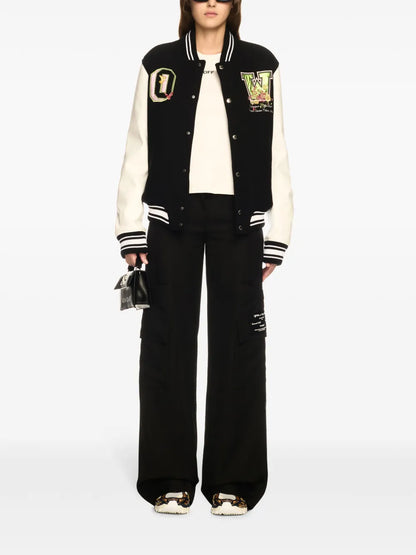 Floral-Embroidered Bomber Jacket