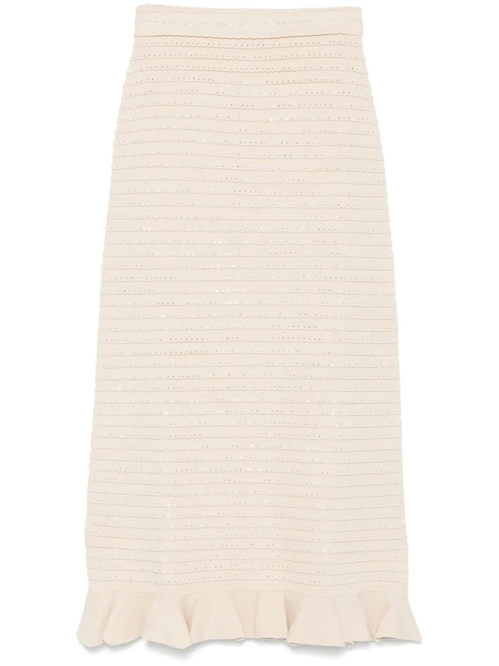 Rhinestone-Embellished Knit Maxi Skirt