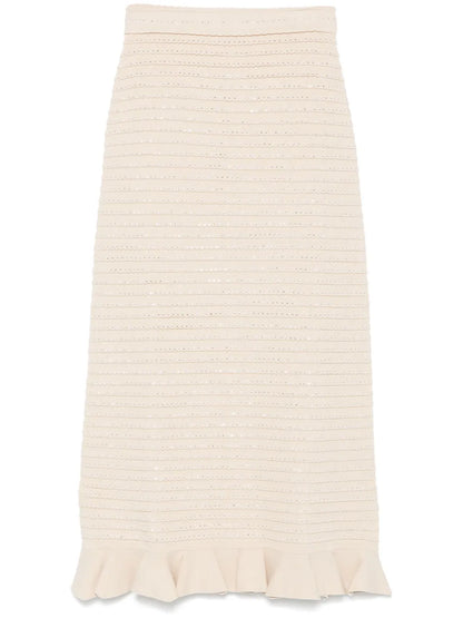 Rhinestone-Embellished Knit Maxi Skirt