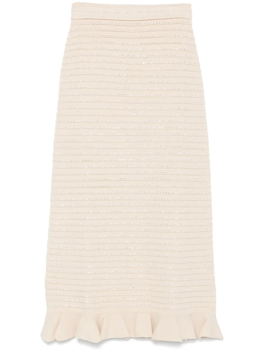Rhinestone-Embellished Knit Maxi Skirt
