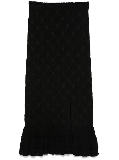 Floral-Embroidered Midi Skirt