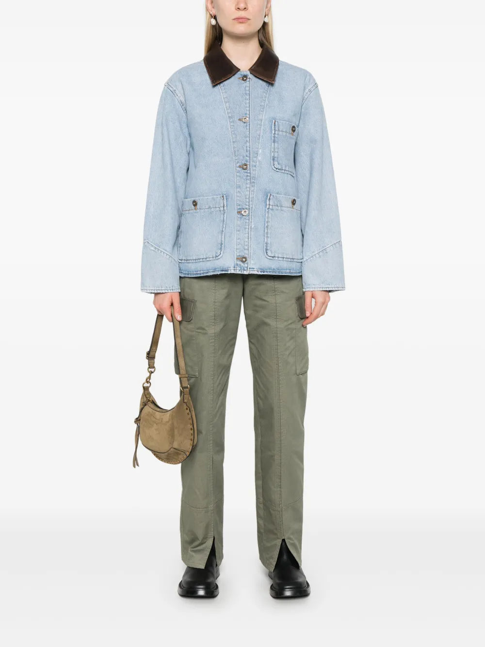 Contrasting-Collar Denim Jacket