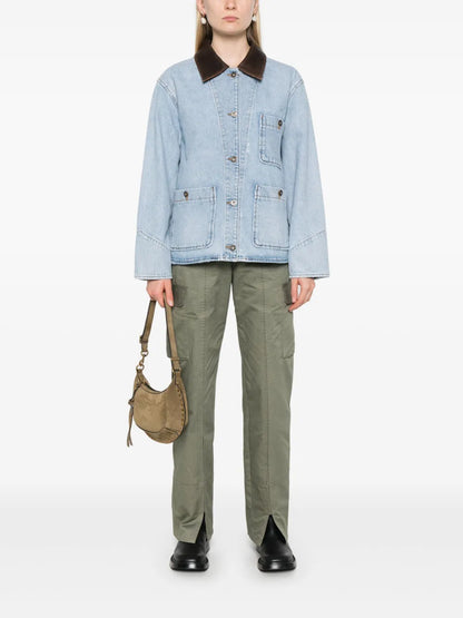 Contrasting-Collar Denim Jacket