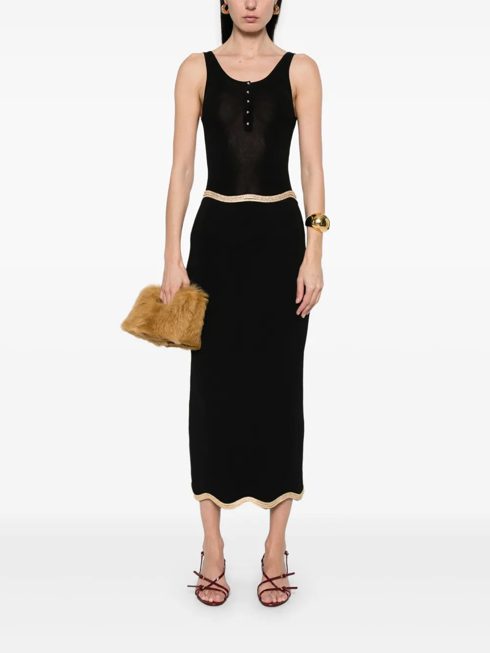 Chain-Detail Knitted Maxi Skirt