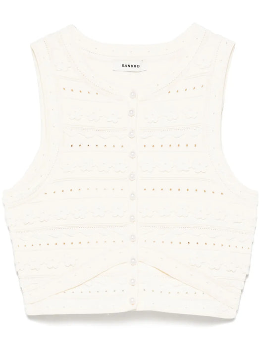 Floral-Appliqué Vest
