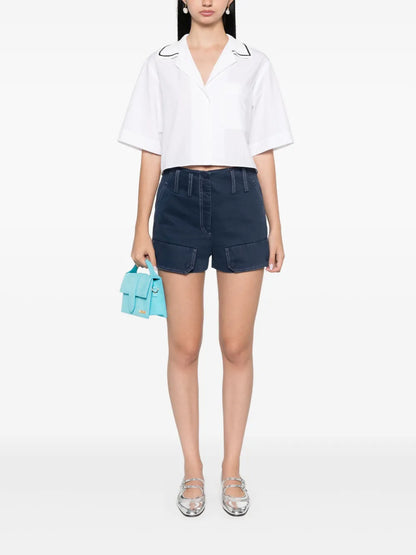 Knitted-Collar Shirt