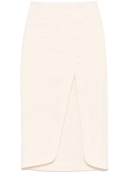 Slub-Texture Midi Skirt