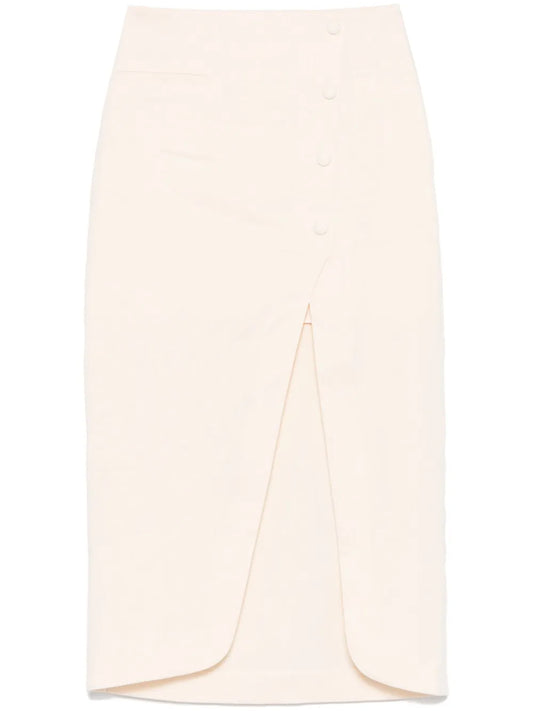 Slub-Texture Midi Skirt