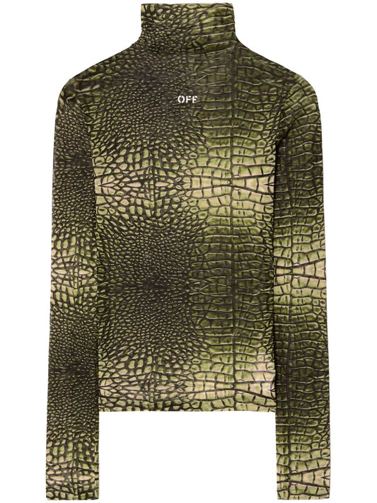 Logo-Print Crocodile-Effect T-Shirt