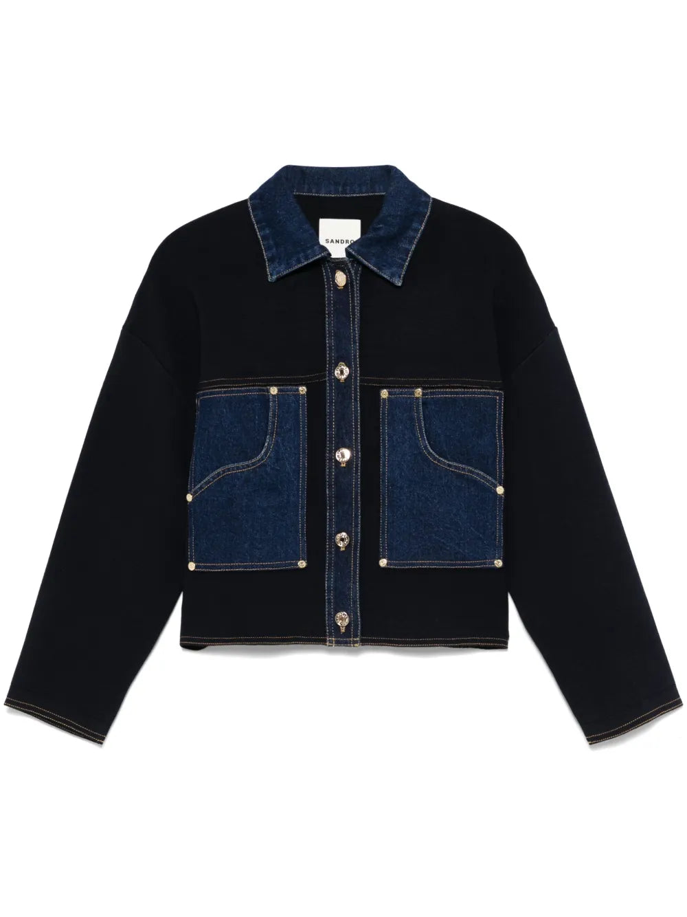 Layered Denim Cardigan