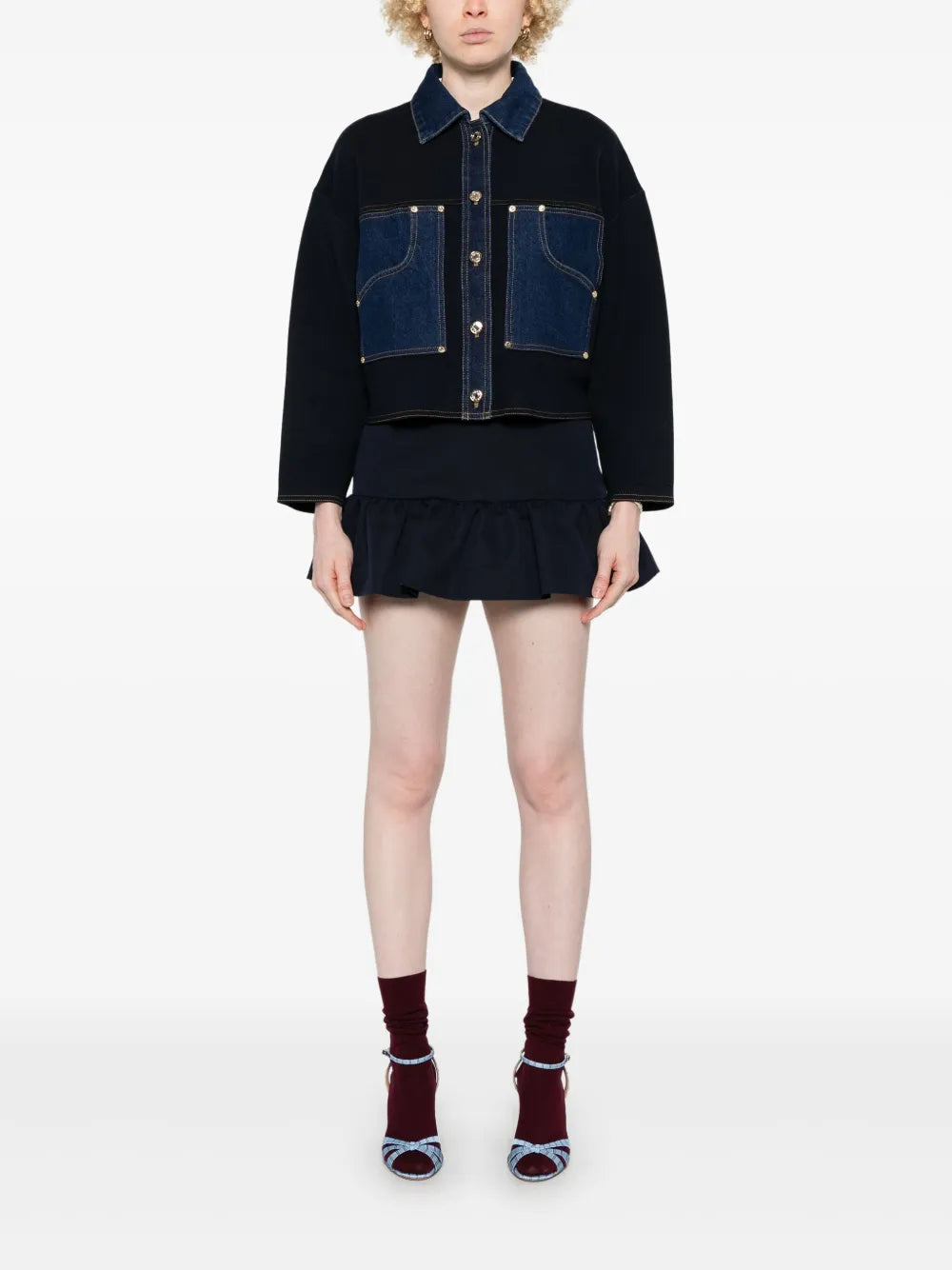 Layered Denim Cardigan