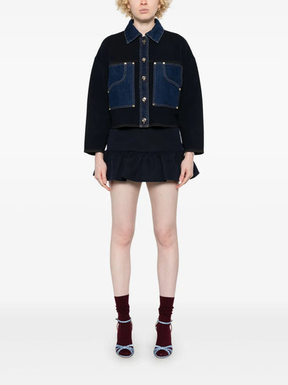 Layered Denim Cardigan