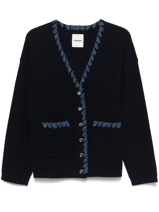 Denim-Trim Cardigan