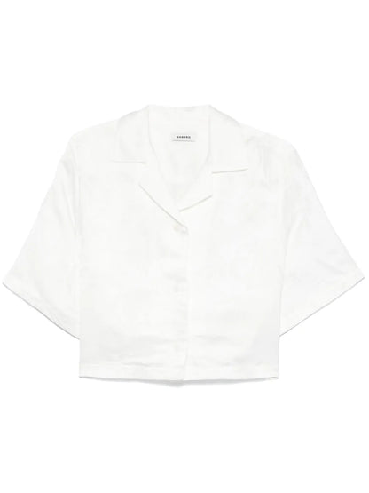Jacquard-Flowers Cropped Shirt