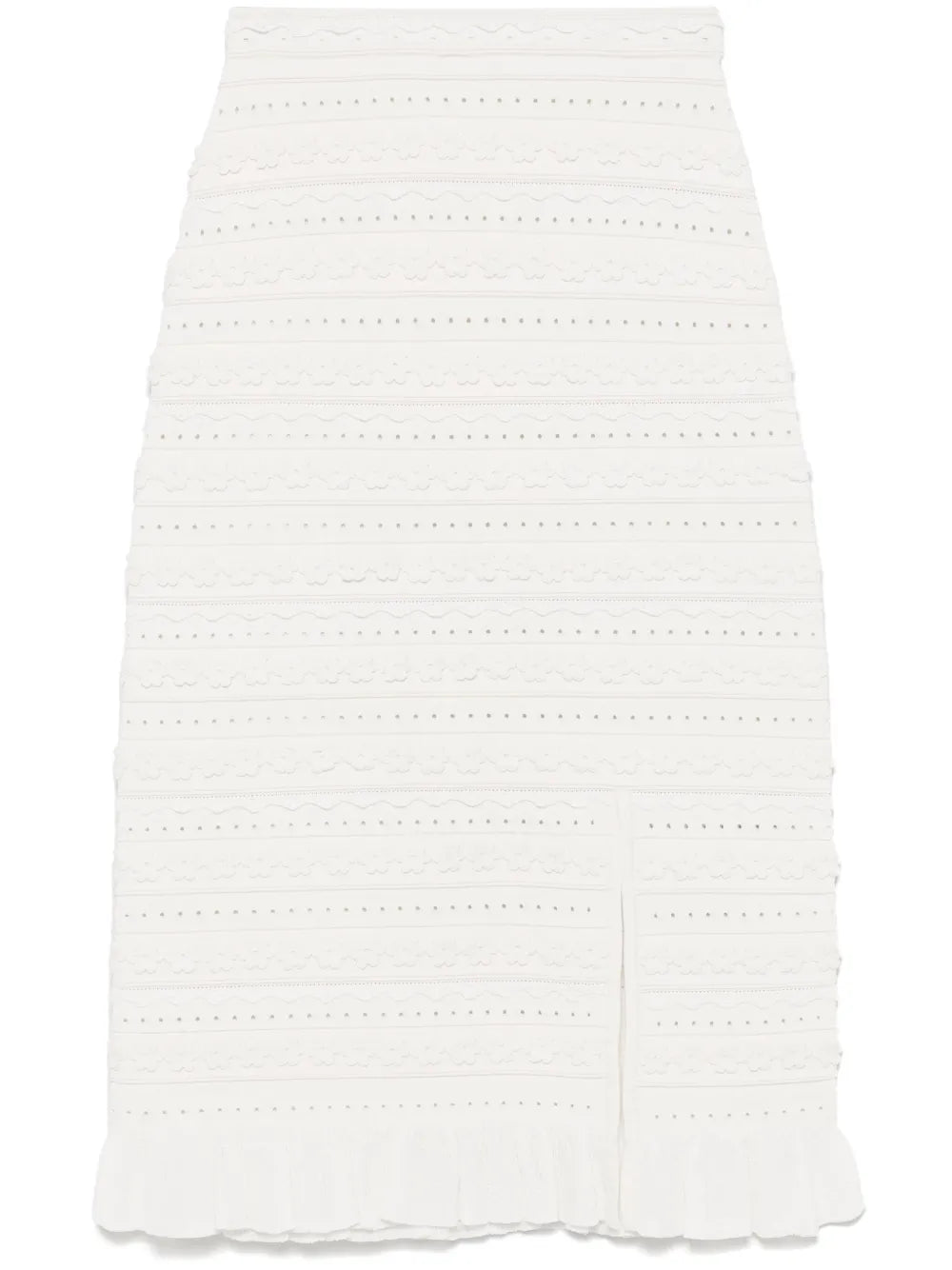Floral-Appliqué Midi Skirt