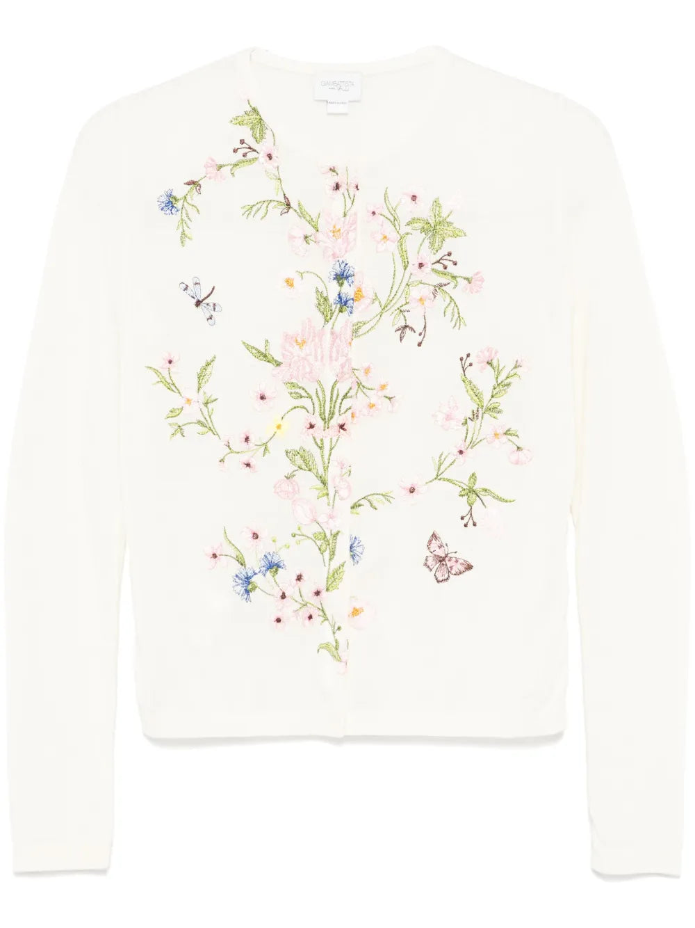Floral-Embroidered Cardigan