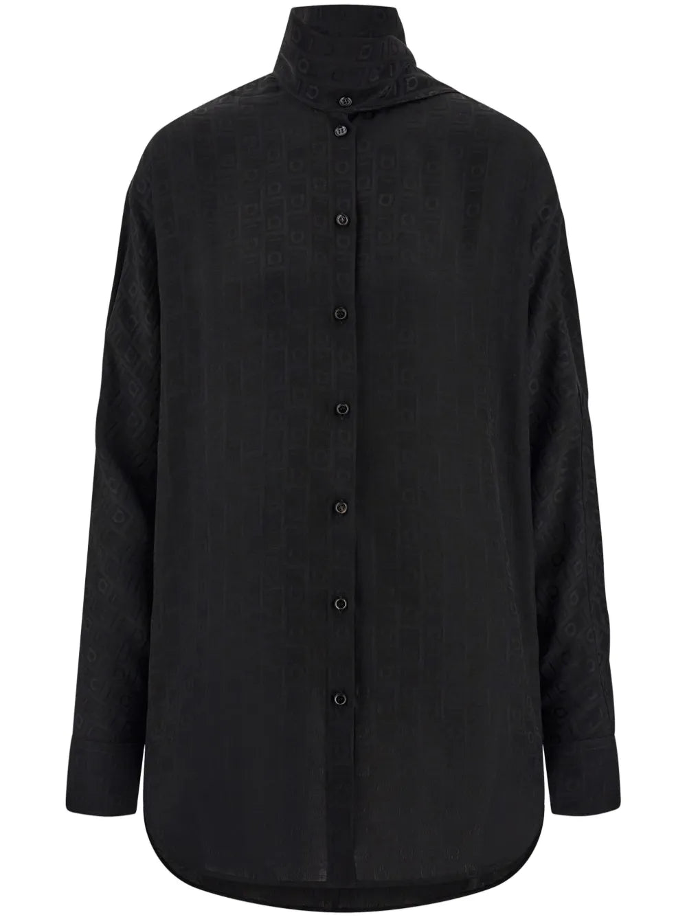 Sash-Collar Silk Blouse