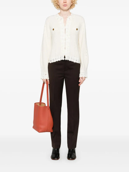 Guipure-Lace Trim Cardigan