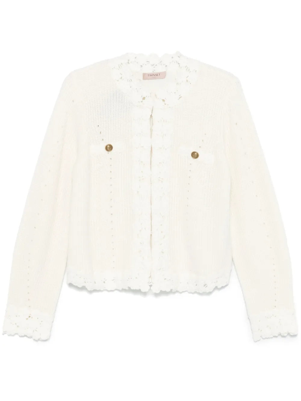 Guipure-Lace Trim Cardigan