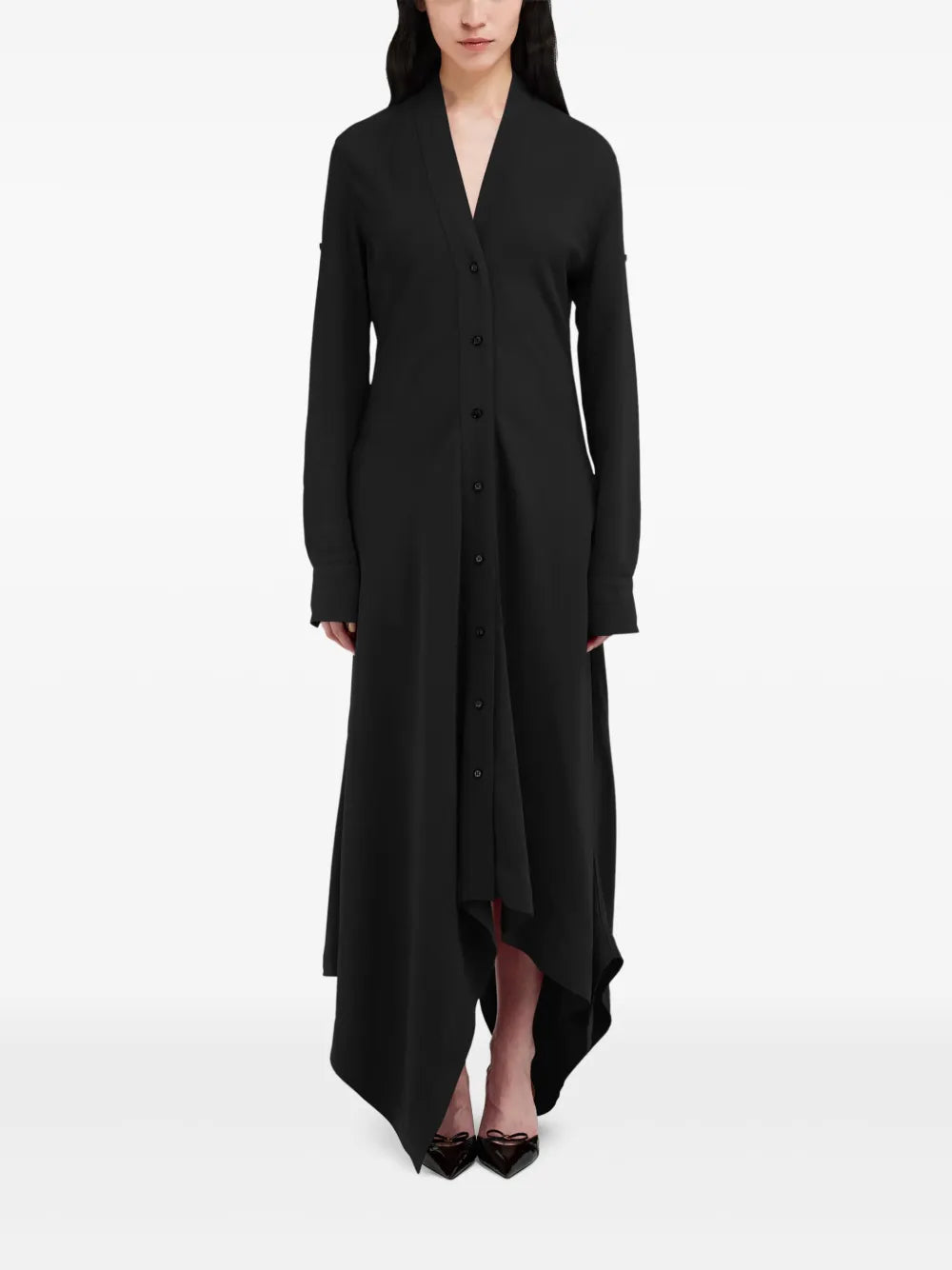 Asymmetric-Hem Maxi Dress