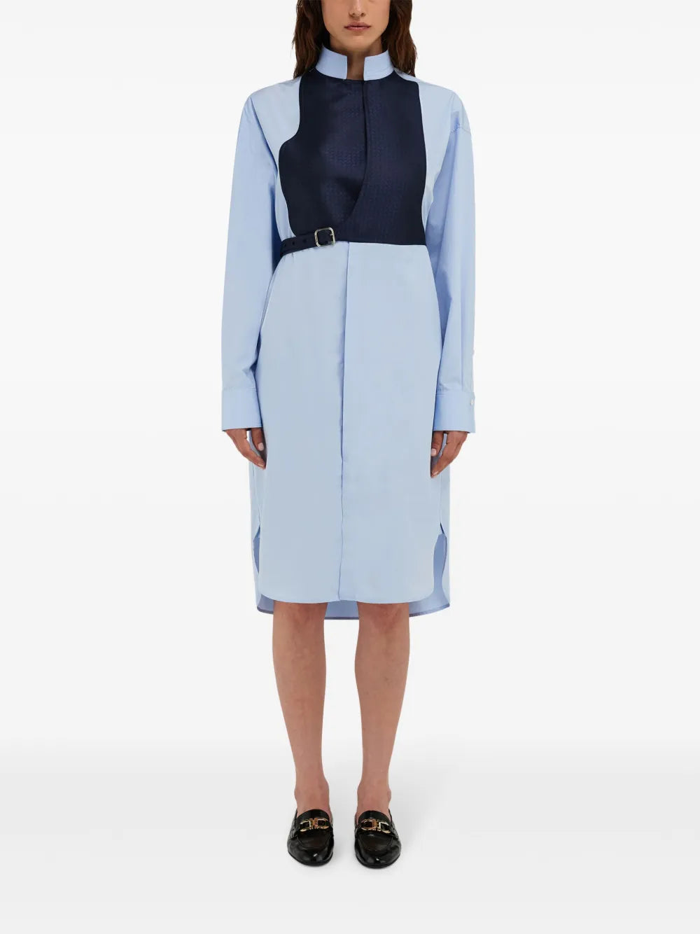 Contrasting Panel Shirt Dress
