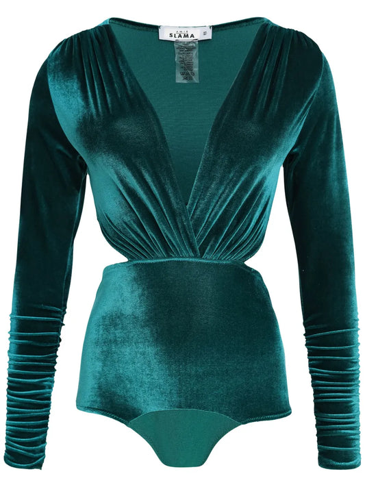 V-Neck Velvet Bodysuit