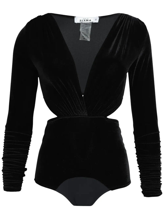 V-Neck Velvet Bodysuit