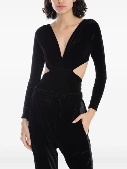 V-Neck Velvet Bodysuit
