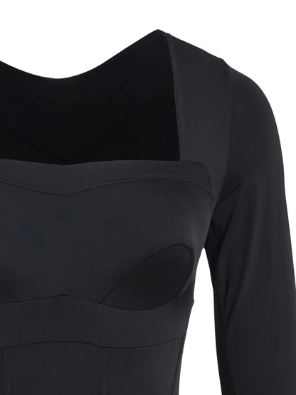 Square Neck Long Sleeve Top