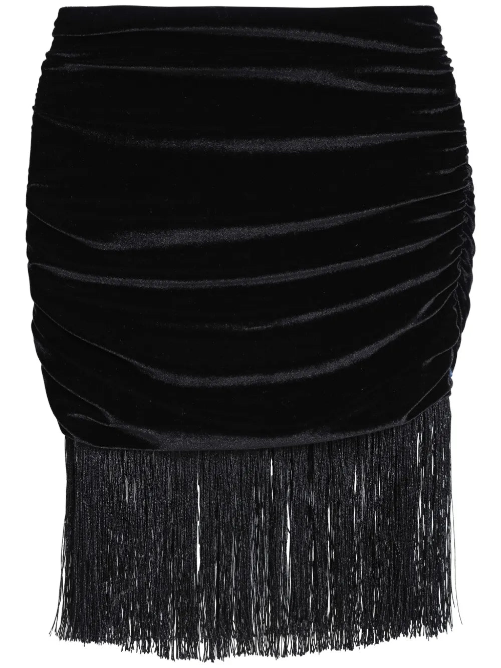 Fringe-Detail Velvet Skirt