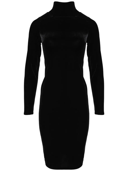 High-Neck Velvet Dress