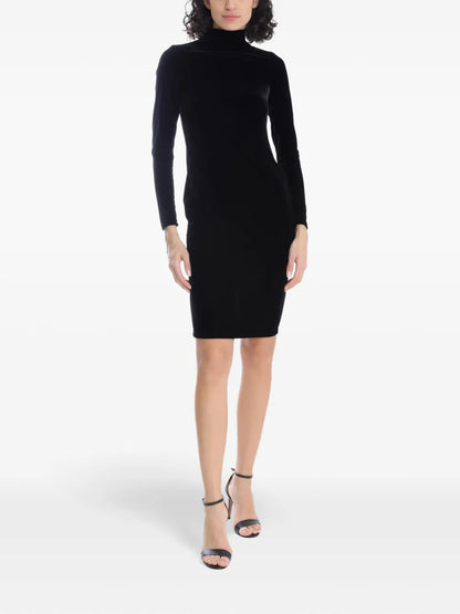 High-Neck Velvet Dress