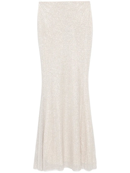 Rhinestoned Mesh Maxi Skirt
