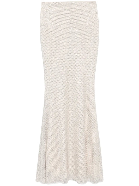 Rhinestoned Mesh Maxi Skirt
