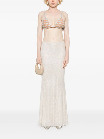 Rhinestoned Mesh Maxi Skirt