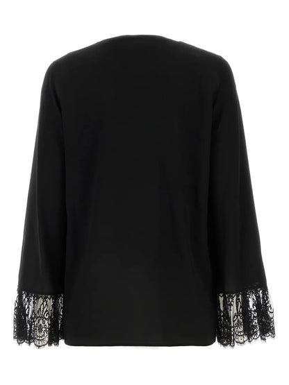 Crepe-De-Chine Collarless Blouse