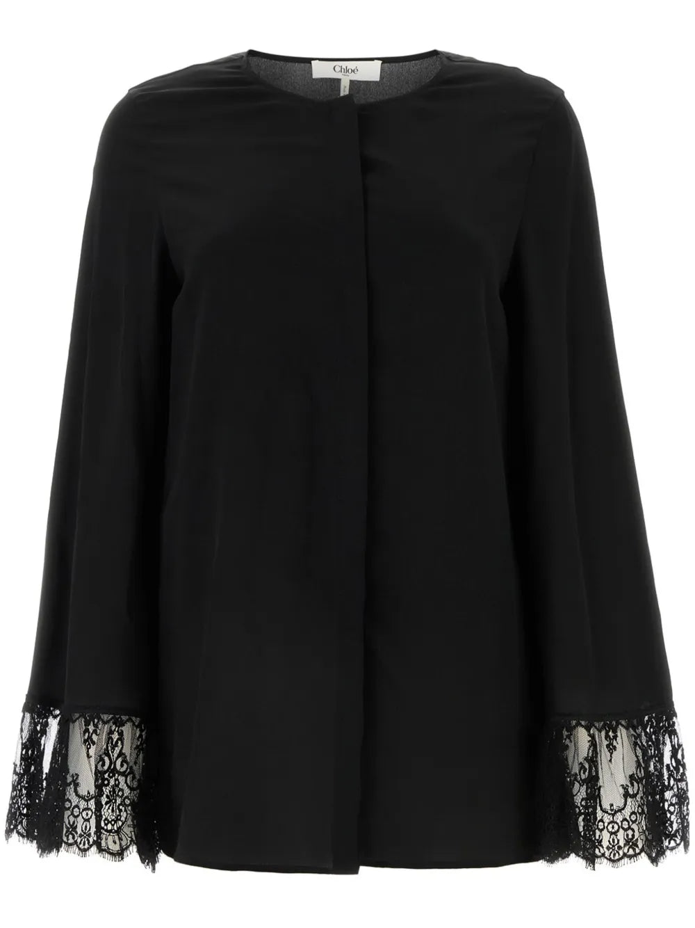 Crepe-De-Chine Collarless Blouse