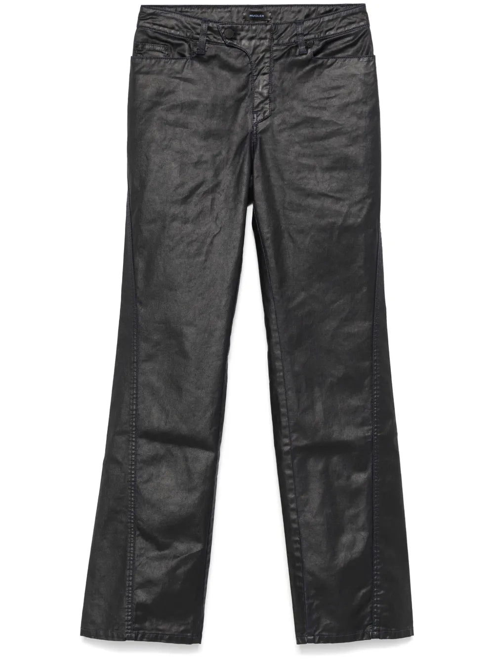 Wax-Effect Straight-Leg Trousers