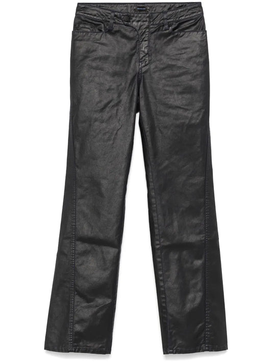 Wax-Effect Straight-Leg Trousers