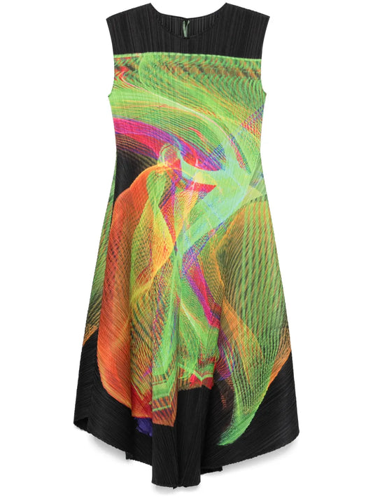 Abstract-Print Midi Dress
