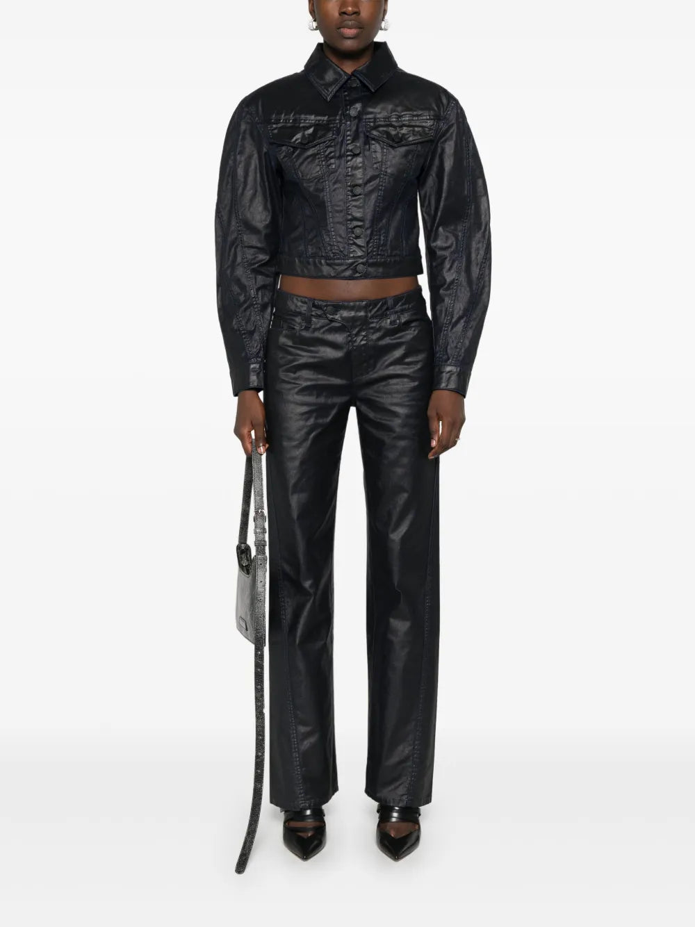 Wax-Effect Denim Jacket